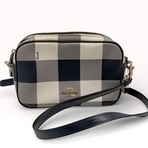 Coach Jes Black & Cream Check Crossbody Bag EUC